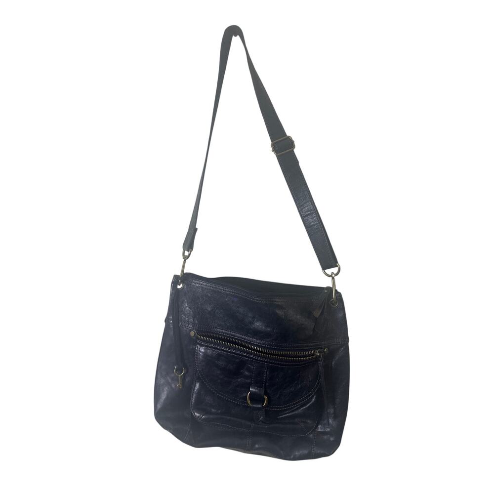 FOSSIL Vintage SASHA Black Genuine Leather Crossbody Bag
